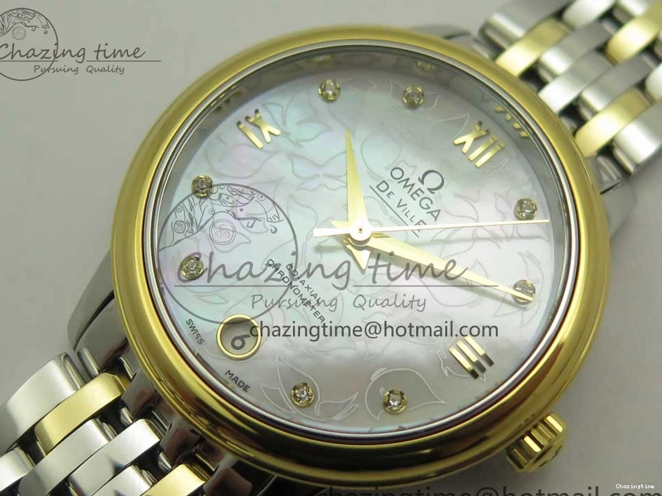 0512 Versatile De Ville Prestige Ladies 32.7mm SS MKF 1:1 Best Edition White MOP Dial Roman Markers on SS YG Bracelet MIYOTA 7967